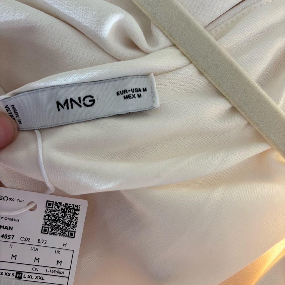 Mango Long Asymmetrical Draped Jumpsuit Off-White One-Shoulder NWT Size M Bridal - Picture 5 of 8